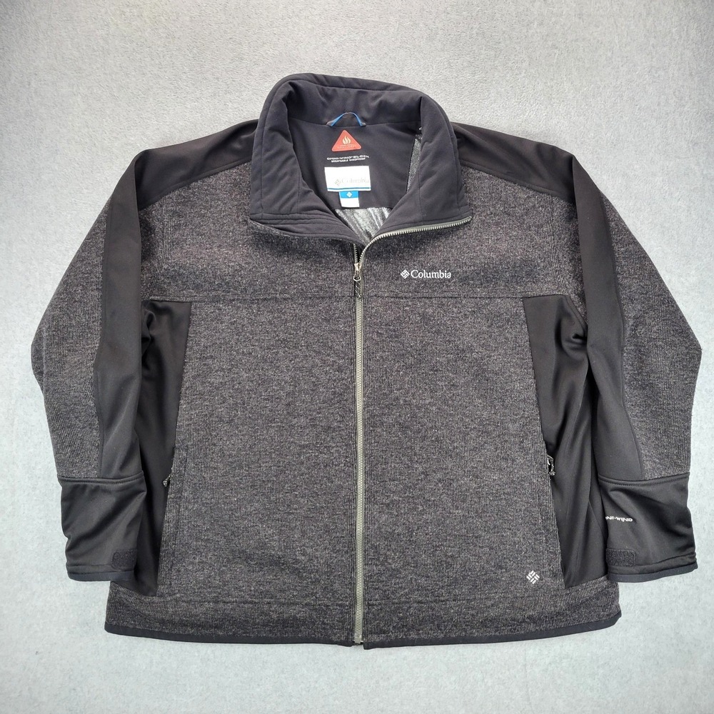 Columbia Omni-Heat Jacket Women 3X Grey Black Windproof Wool Blend 212 SWM 2144